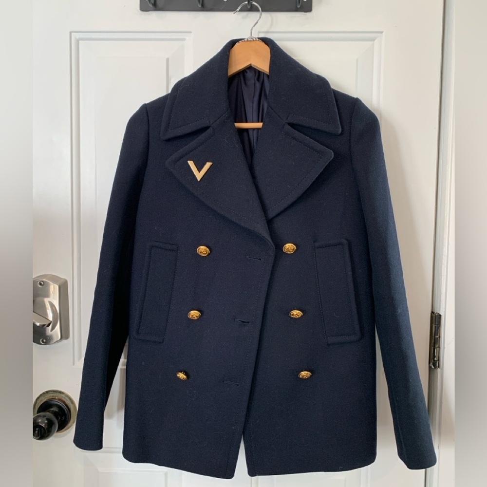 Navy Blue Valentino Wool Coat